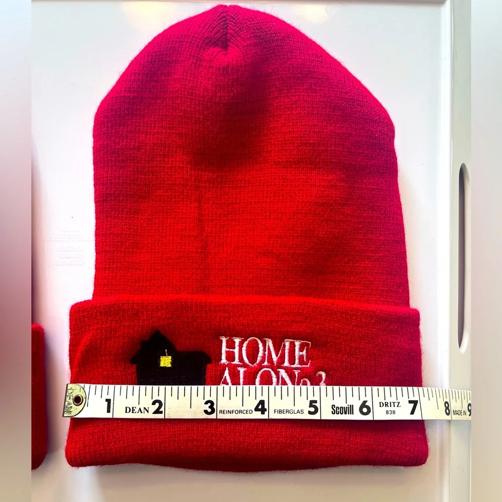Two Bright Red Vintage Rare Home Alone 3 Knit Hats.  New without Tags-Never Worn